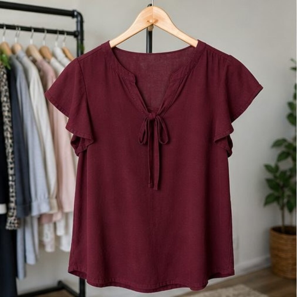 Burgundy Smocked Top